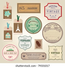 Illustration Retro Label, Bookmarks, Tags for Stickers - Vector Illustration