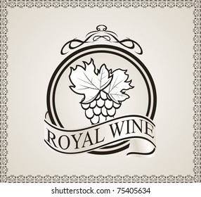 Illustration retro label for packing wine - vector