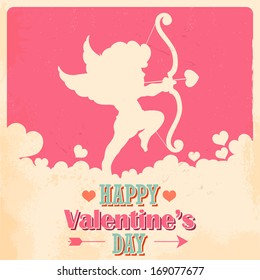 Illustration Of Retro Love Background For Happy Valentines Day Card