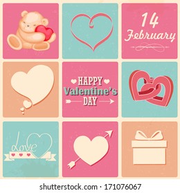 illustration of retro love background for happy valentines day card