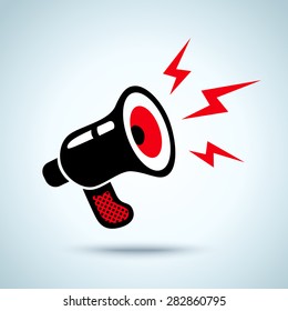 Illustration of a retro megaphone and lightning