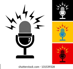 illustration of retro microphone and loud sound