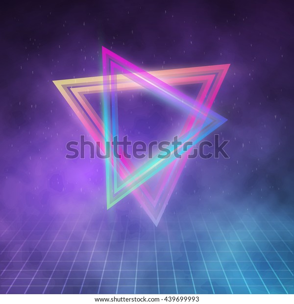 Illustration Retro Party 1980 Neon Poster Stock Vector Royalty Free