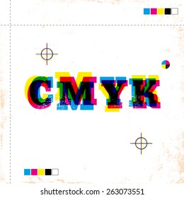 Illustration of a retro poster with CMYK svg