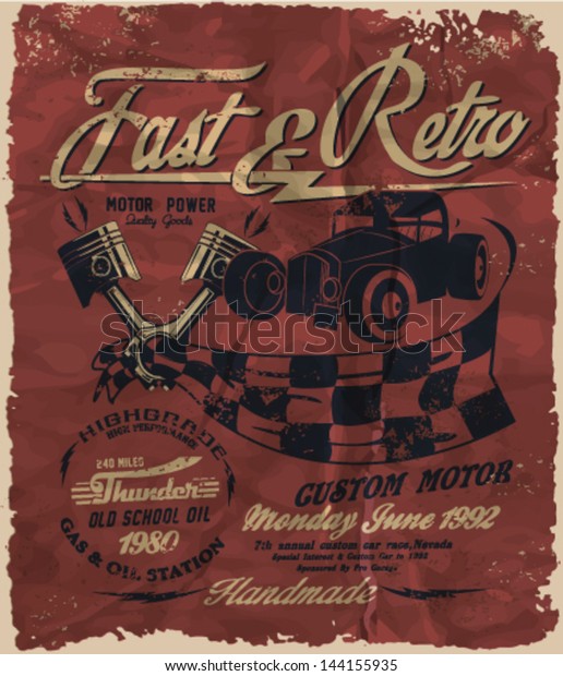 illustration retro race car\
for printing