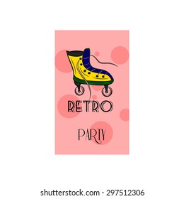 Illustration with retro roller skates on a grunge background