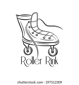 Illustration with retro roller skates on a white background