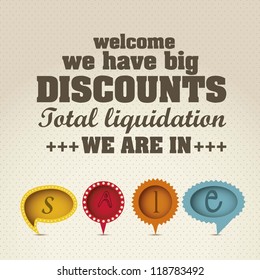 Illustration of retro sale label. Colorful and vintage sale labels. Vector illustration