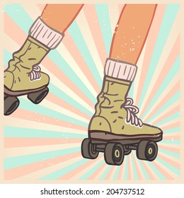 Illustration of retro skating
