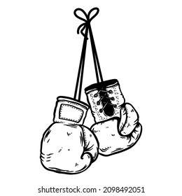 Illustration of retro style boxing gloves. Design element for logo, label, sign, emblem. Vector illustration