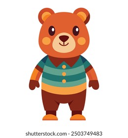 Illustration of retro style teddy bear character standing
