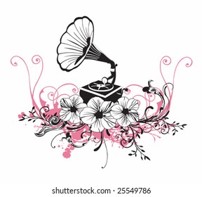 Illustration of a retro turntable
