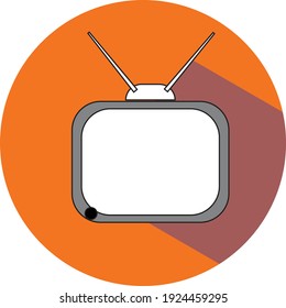 Ilustración de una televisión retro en círculo 