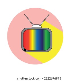 An illustration of a retro TV in a circle 