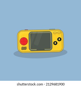 Illustration von Retro-TV-Set mit Raum. Vector Pac-Man Retro Handheld Gaming Console. Retro-moderne Geräte für Gamer-Konsolen-Cartoon-Vektorgrafik