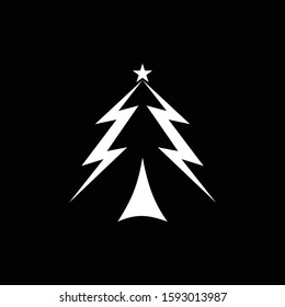 Illustration retro vintage Christmas pine tree logo design evergreen,cedar,vector silhouette.