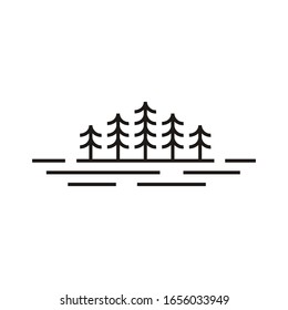 conifer de heno verde abeto cedro conifero larca pino ciprés árbol vintage retro hipster línea de arte logo ilustración de diseño