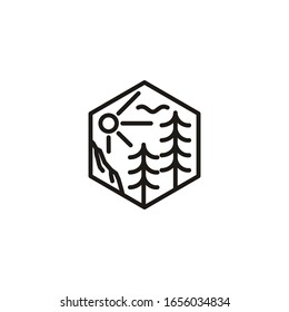 Illustration retro vintage pine tree logo design evergreen,cedar,vector silhouette.