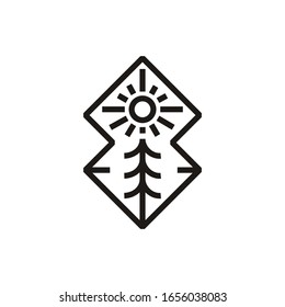 Illustration retro vintage pine tree logo design evergreen,cedar,vector silhouette.