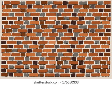 Illustration of retro wall pattern with brown bricks