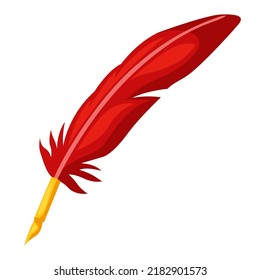 Illustration of retro writing feather. Quill pen for design and decoration.