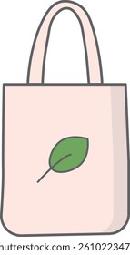 Illustration of a Reusable Eco Bag with Leaf Mark	