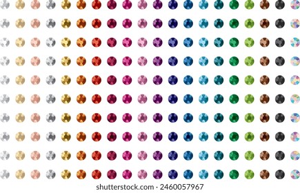 Illustration of rhinestone color variations