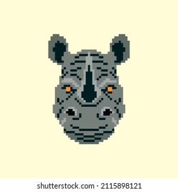 Illustration of Rhino Face Pixel Design
