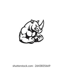 illustration of rhino head logo mascot character. rhinoceros wild animal zoo icon logo in white background