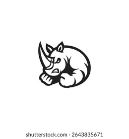 illustration of rhino head logo mascot character. rhinoceros wild animal zoo icon logo in white background