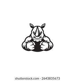 illustration of rhino head logo mascot character. rhinoceros wild animal zoo icon logo in white background