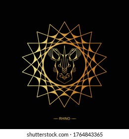 illustration of rhino logo with black background color