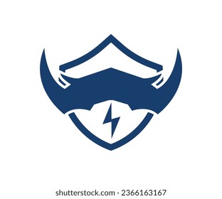 illustration of a rhino with a shield background complete with electricity and thunder