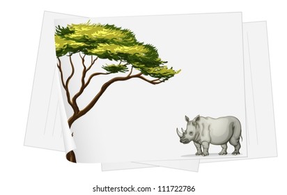 Illustration of a rhino walking