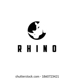 Illustration rhino wildlife silhouette animal logo design vector