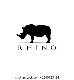 Illustration rhino wildlife silhouette animal logo design vector