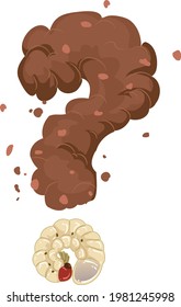 Illustration of a Rhinoceros Beetle with Soil Shaped as Question Mark