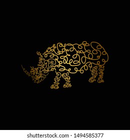 Illustration of rhinoceros for print design. hand drawing art