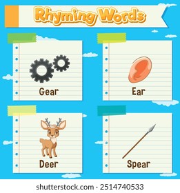 Illustration of rhyming words with images