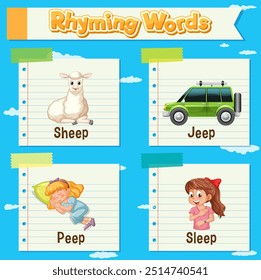 Illustration of rhyming words with images