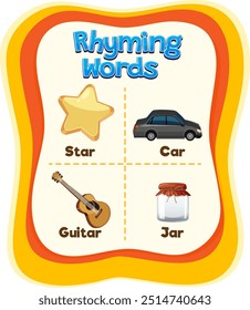 Illustration of rhyming words with images