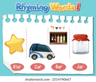 Illustration of rhyming words with images