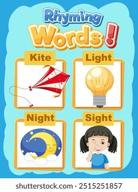 Illustration of rhyming words with images