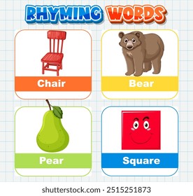 Illustration of rhyming words with images