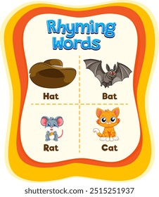 Illustration of rhyming words with images