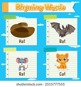 Illustration of rhyming words with images