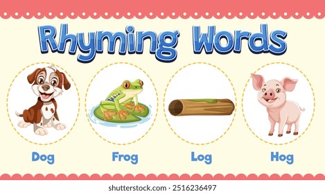 Illustration of rhyming words with images