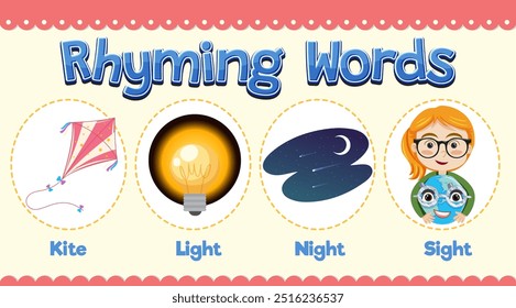 Illustration of rhyming words with images