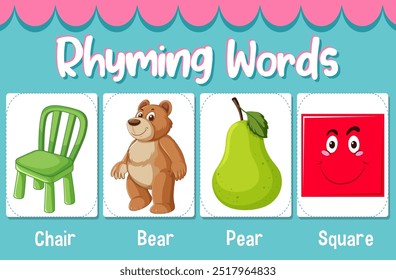 Illustration of rhyming words with images