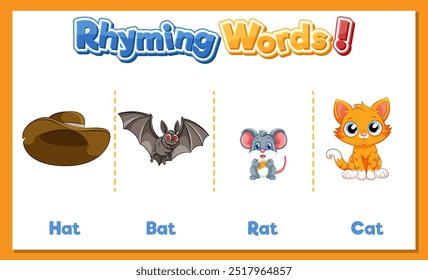 Illustration of rhyming words with images